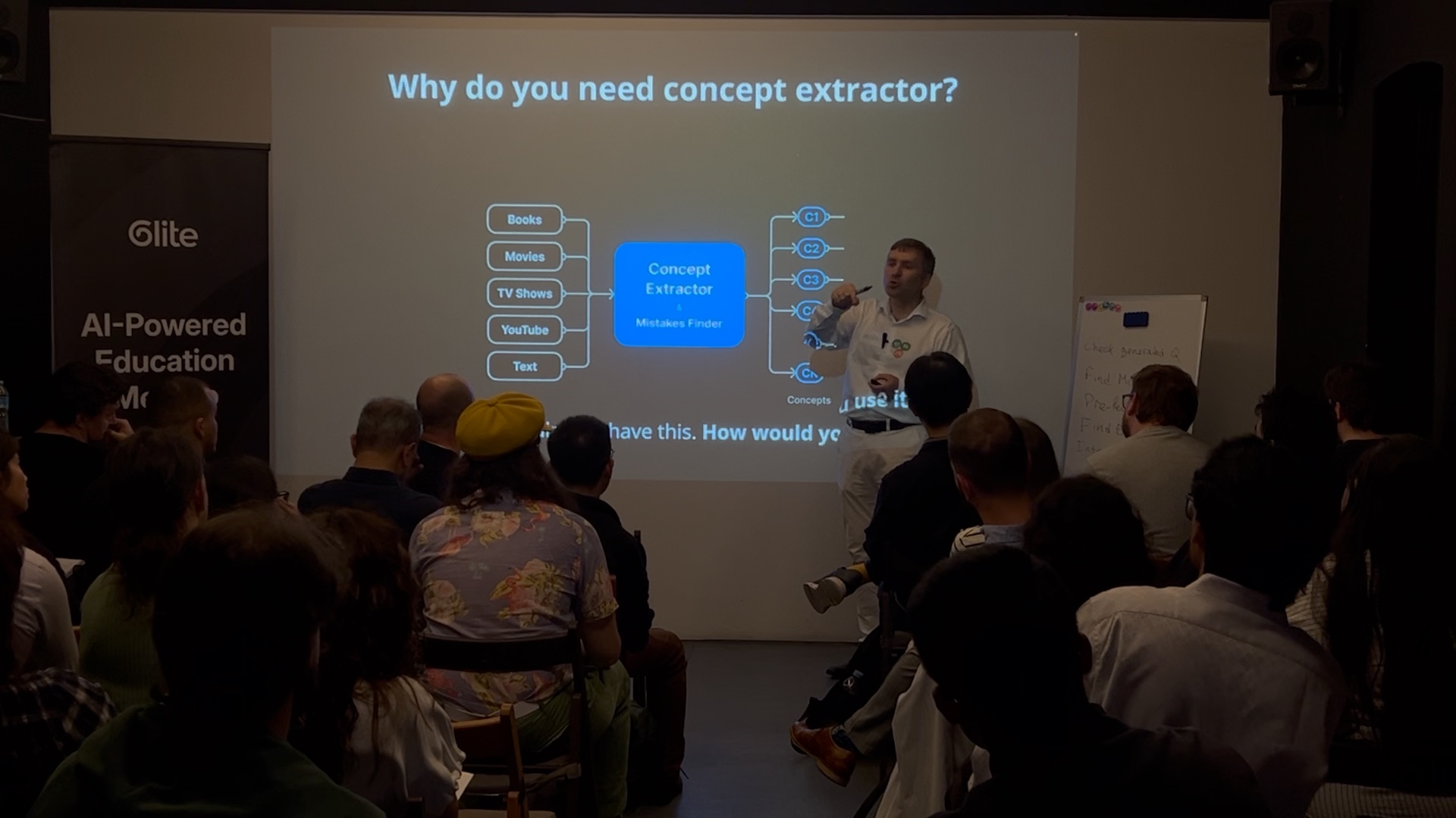 The concept-extractor presentation and audience at the October meetup.